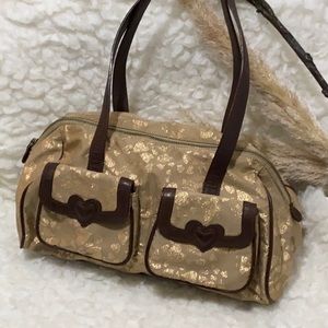 Moschino Jean Leather Canvas Heart Shoulder Bag